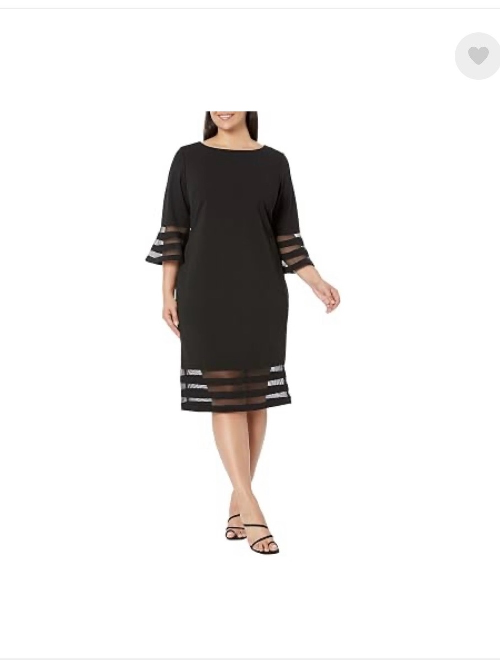 Calvin Klein Black Sheer-Stripe Knee-Length Dress